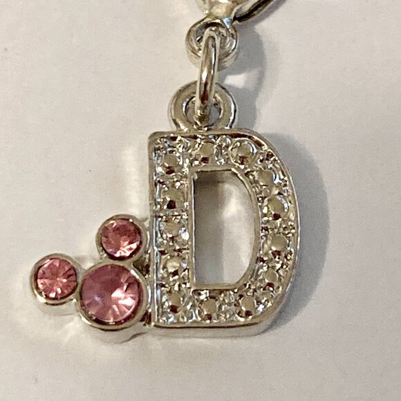 Vintage Disney Pink Crystal Mickey Mouse Ears Charm Clip On Initial Letter D - Picture 6 of 10